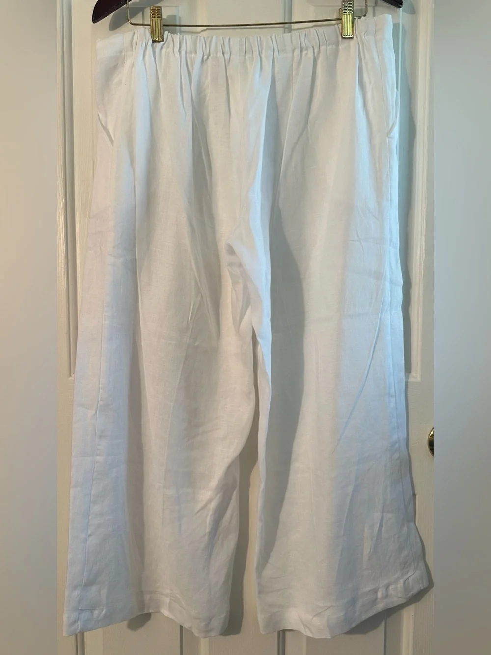 TERRA BLU XL 100% Linen Resort Coastal Made Italy White Crop Pant Beachy Natural